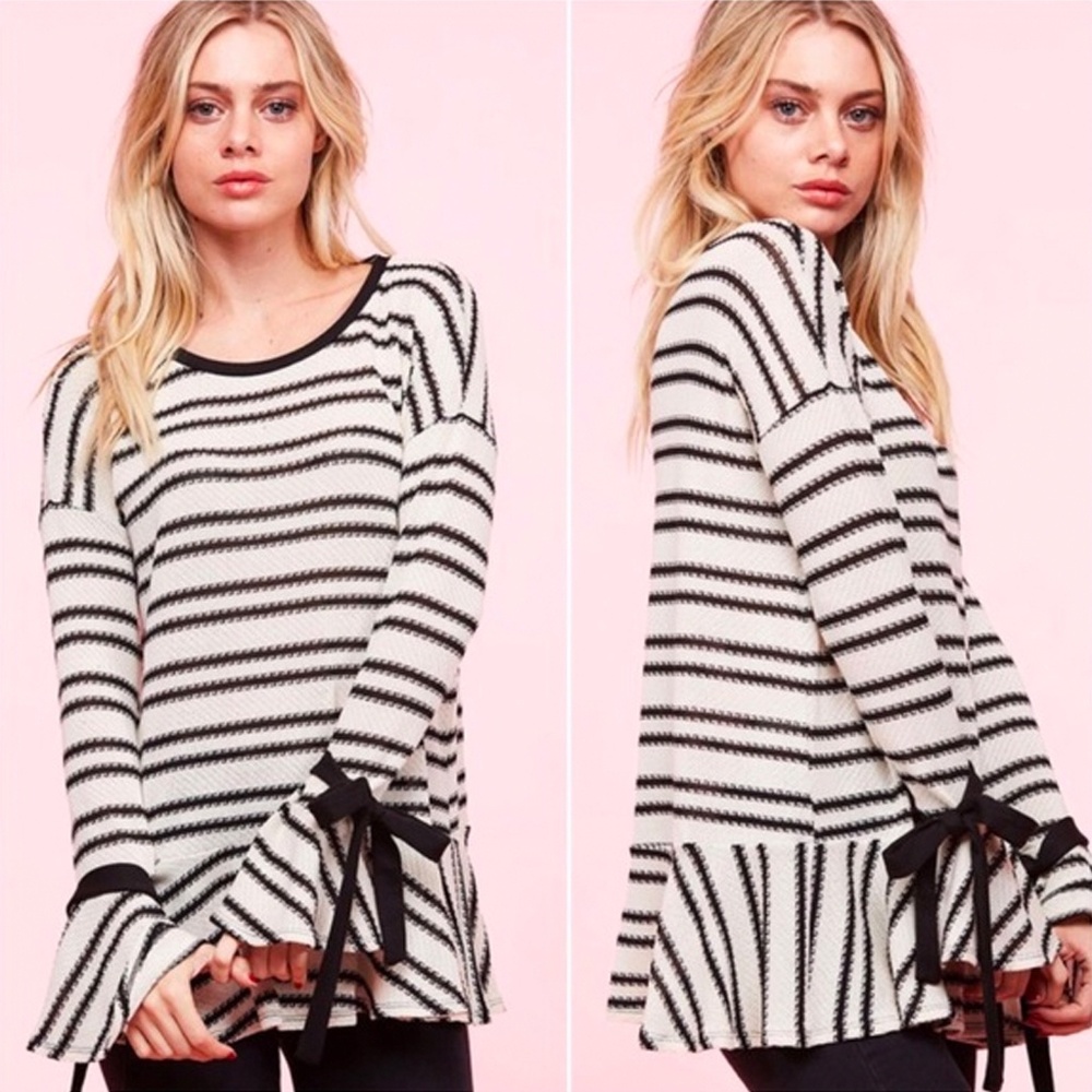 Striped Knit Top Cream & Black - Picture 6 of 10